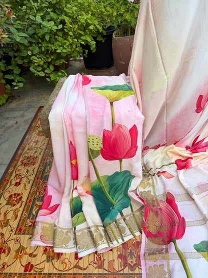 Pure crepe digital print saree