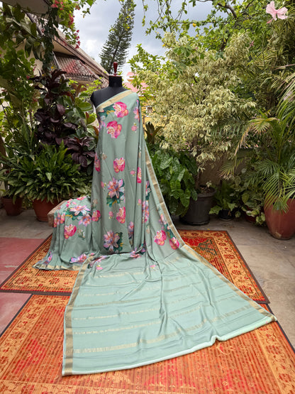 Pure crepe digital print saree