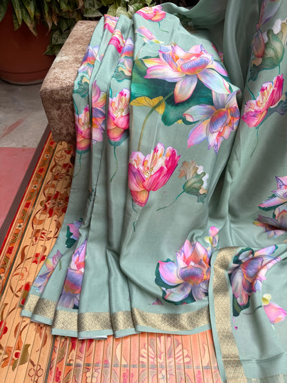 Pure crepe digital print saree