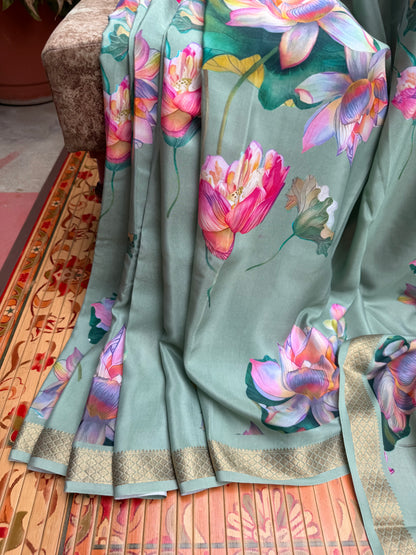 Pure crepe digital print saree