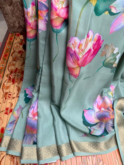 Pure crepe digital print saree