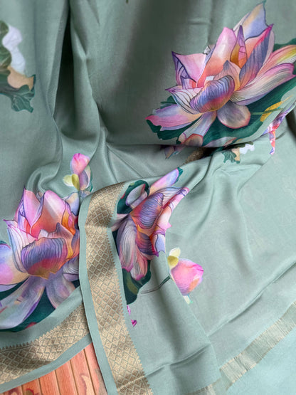 Pure crepe digital print saree
