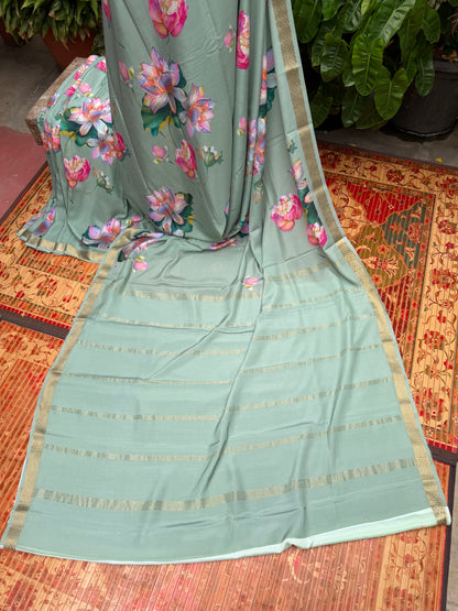 Pure crepe digital print saree