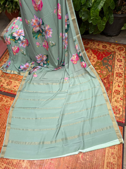 Pure crepe digital print saree