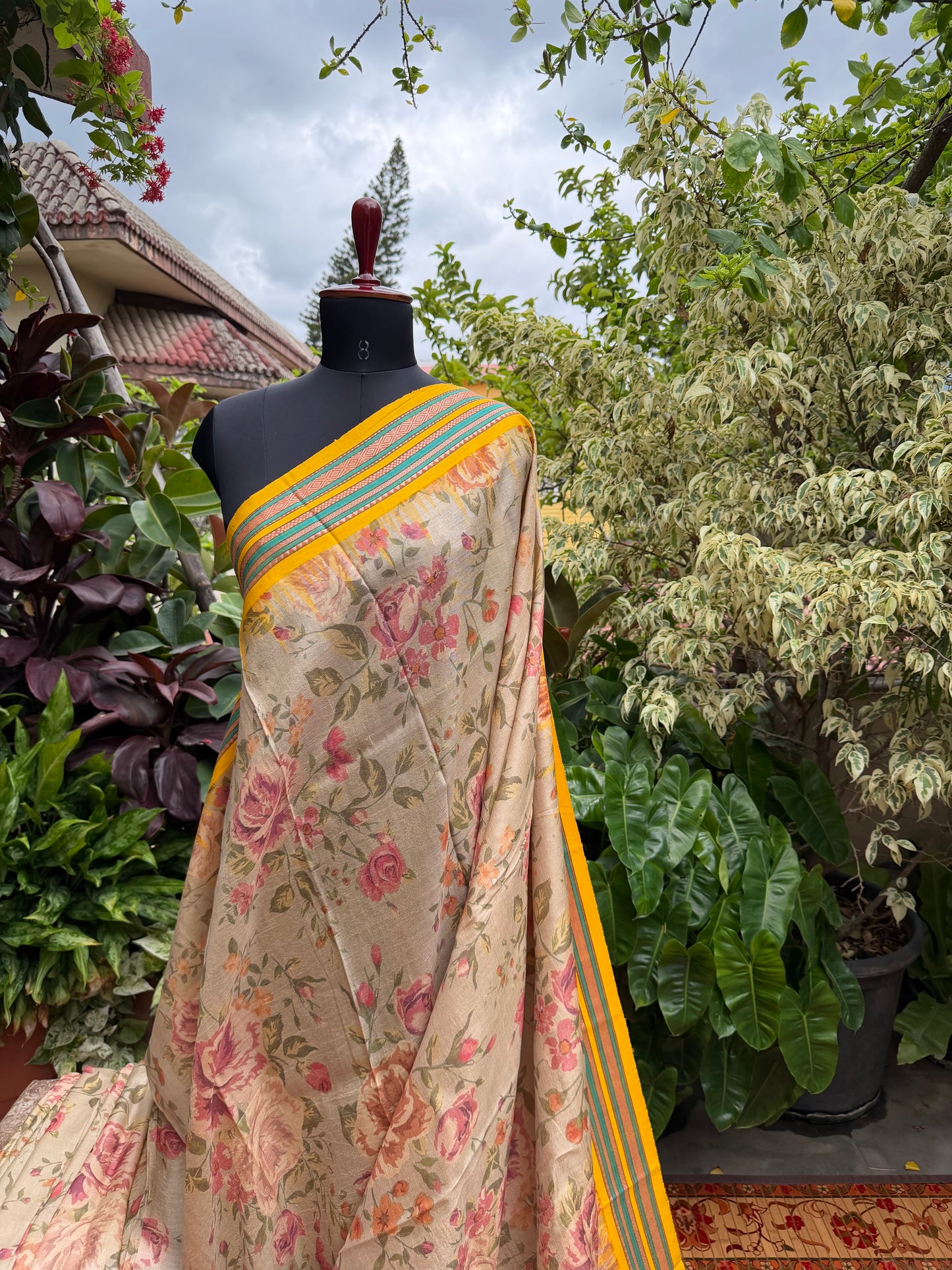 Vidarbha tussar digital print saree