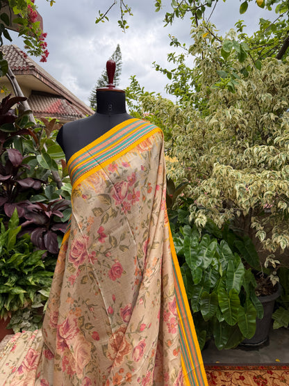 Vidarbha tussar digital print saree