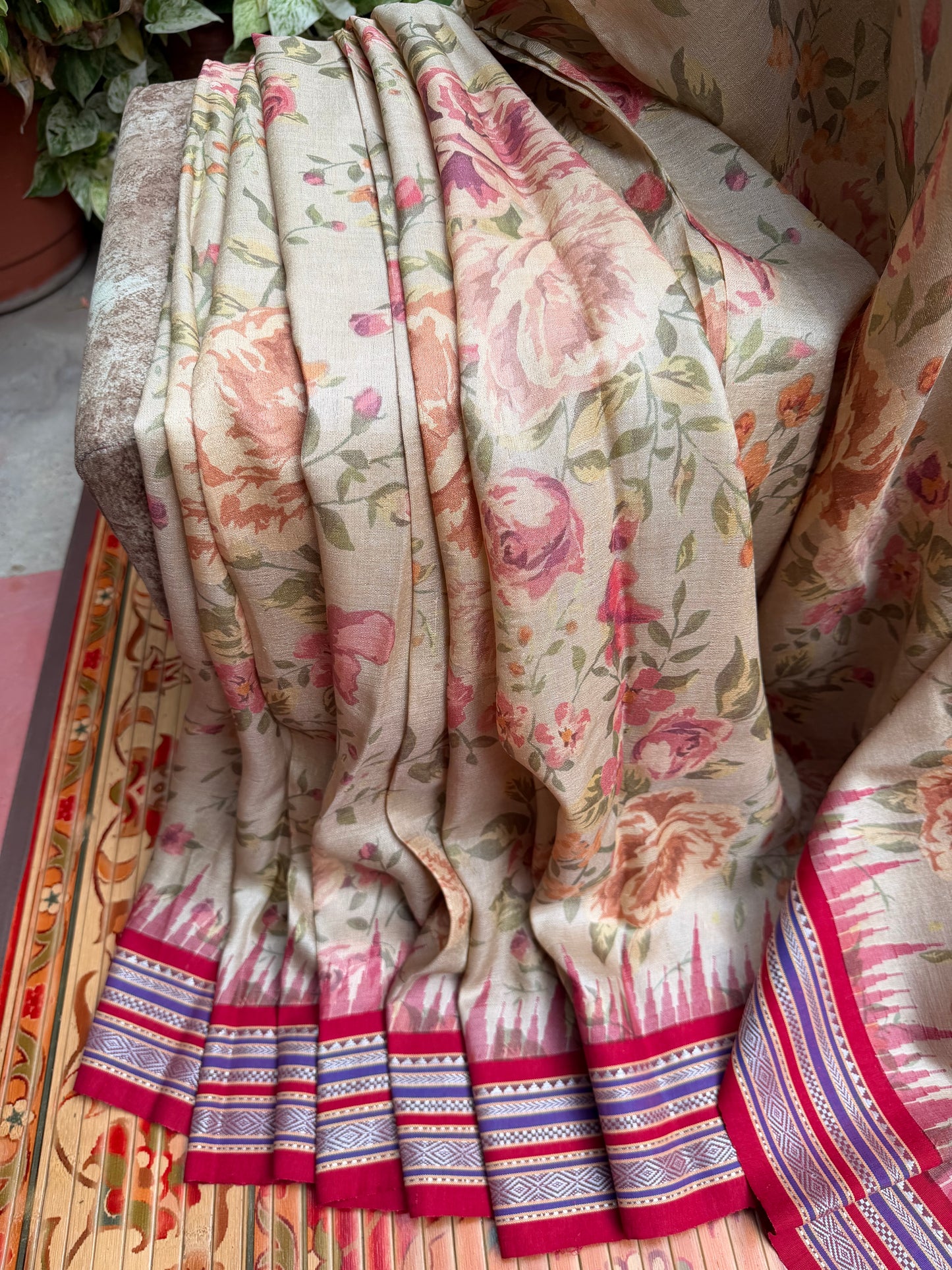 Vidarbha tussar digital print saree