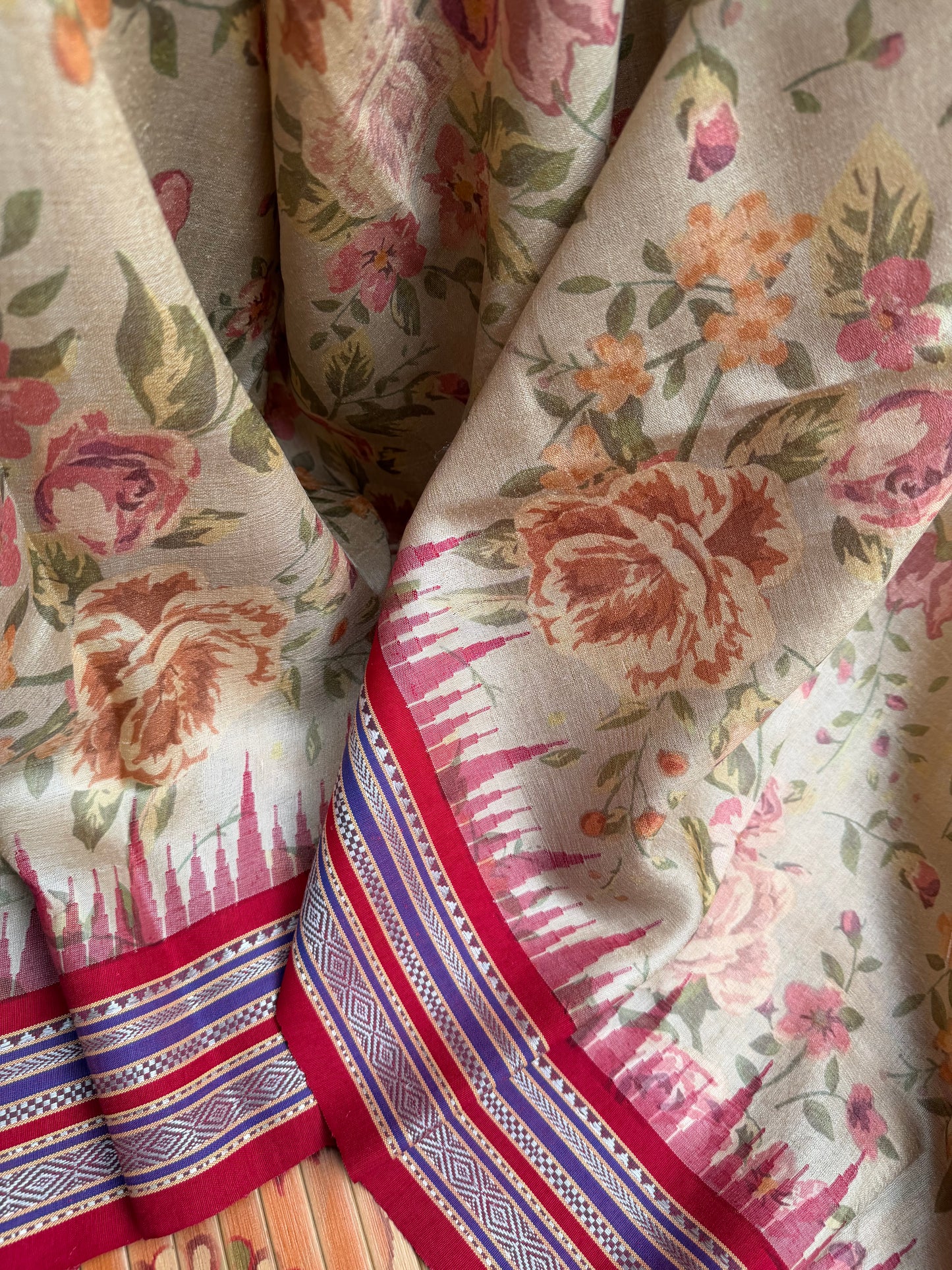Vidarbha tussar digital print saree