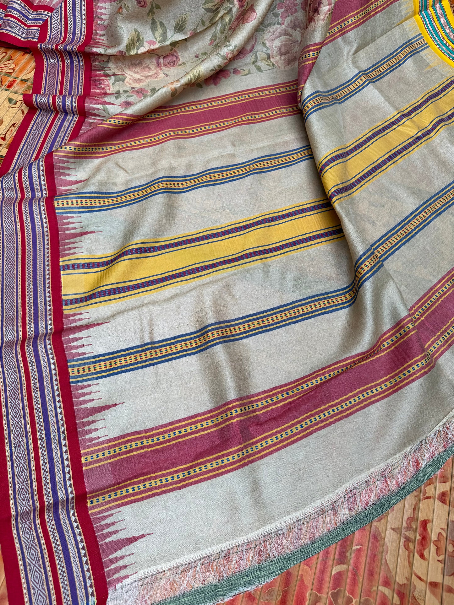 Vidarbha tussar digital print saree