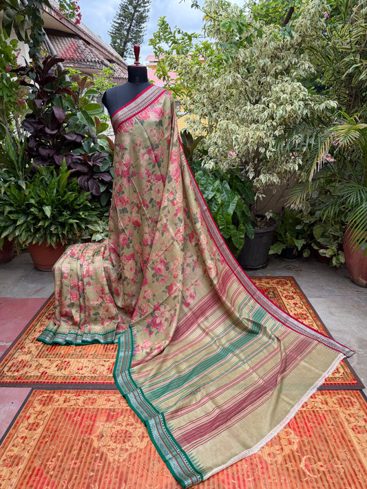 Vidarbha tussar digital print saree