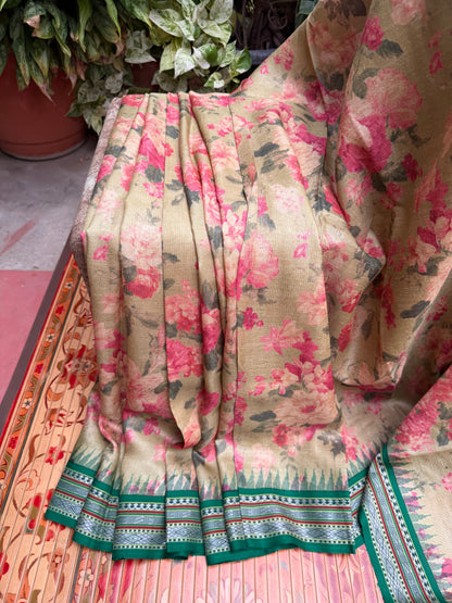 Vidarbha tussar digital print saree