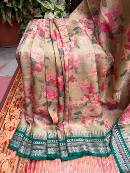 Vidarbha tussar digital print saree