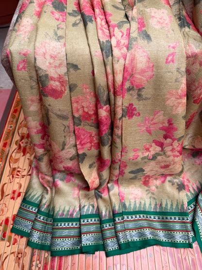 Vidarbha tussar digital print saree