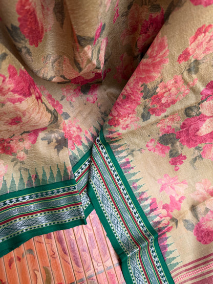 Vidarbha tussar digital print saree
