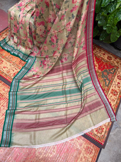 Vidarbha tussar digital print saree
