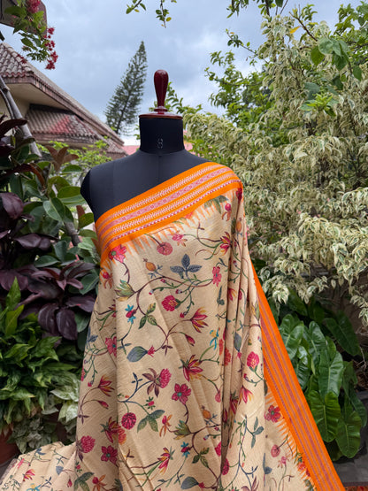 Pure silk hand-batik kurta and dupatta set