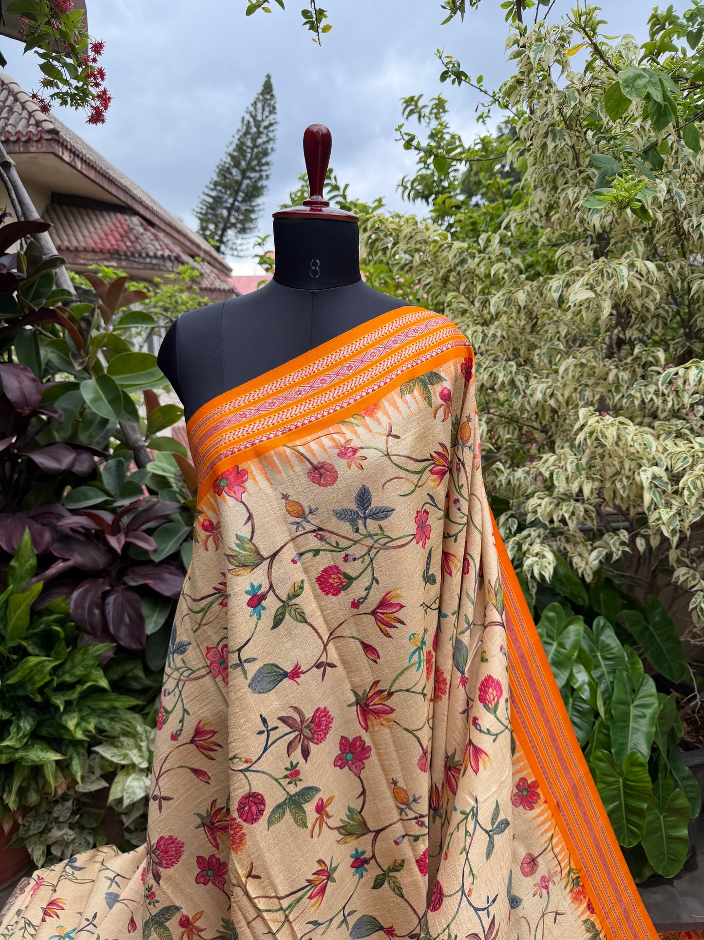 Pure silk hand-batik kurta and dupatta set