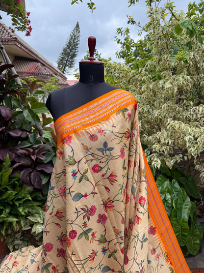 Pure silk hand-batik kurta and dupatta set