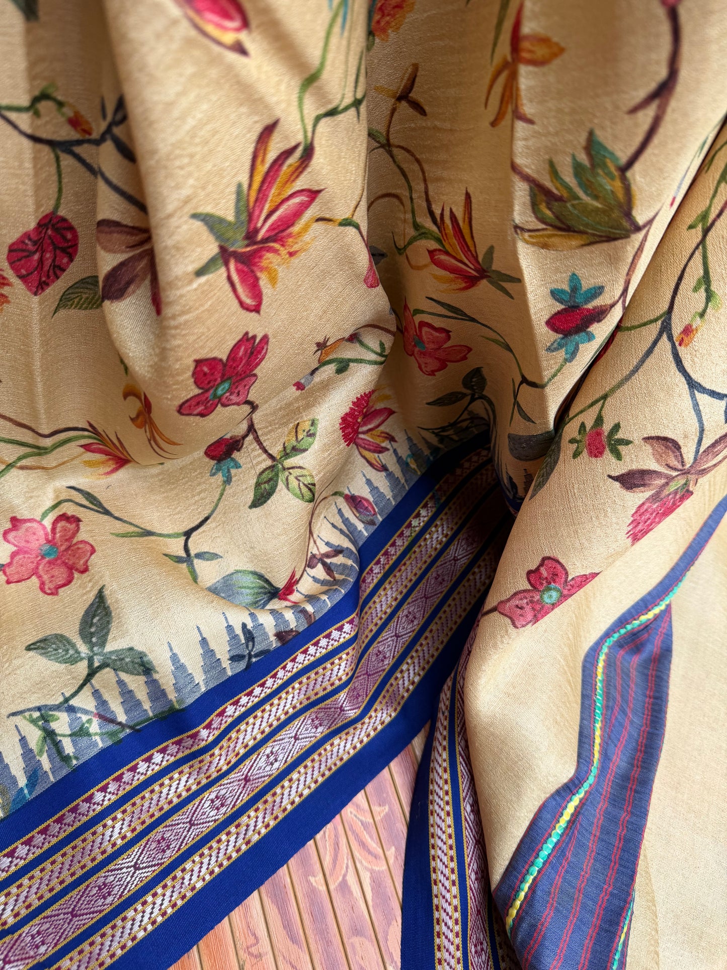 Pure silk hand-batik kurta and dupatta set