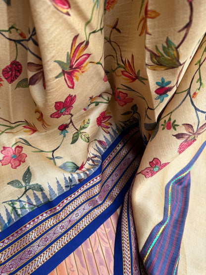 Pure silk hand-batik kurta and dupatta set