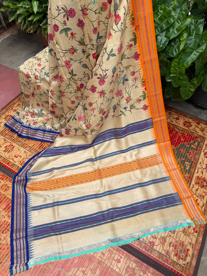 Pure silk hand-batik kurta and dupatta set