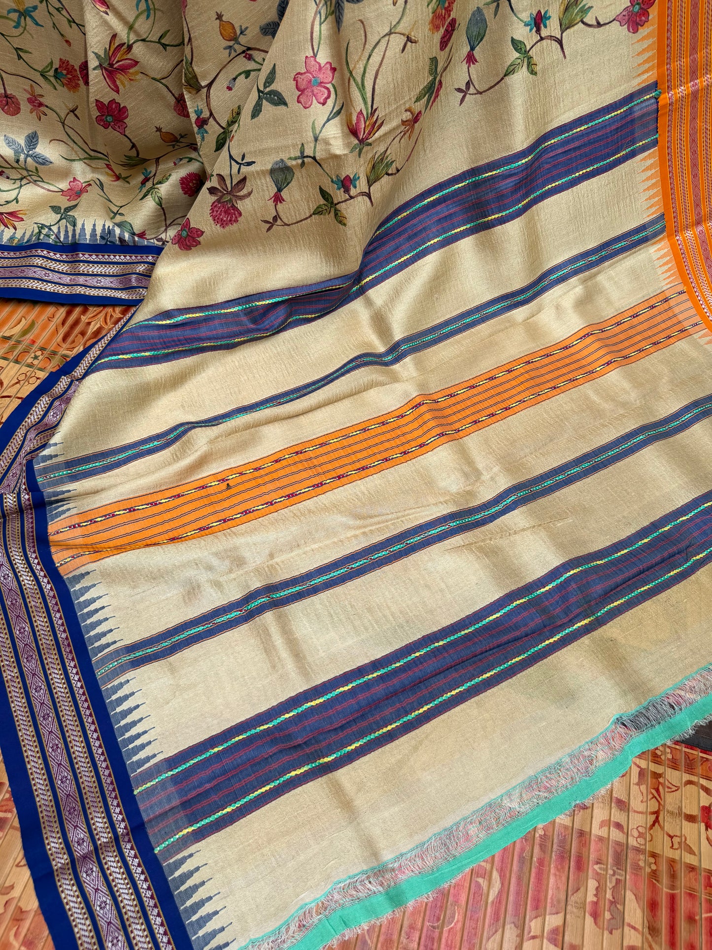 Pure silk hand-batik kurta and dupatta set