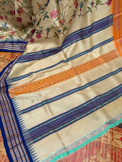 Pure silk hand-batik kurta and dupatta set