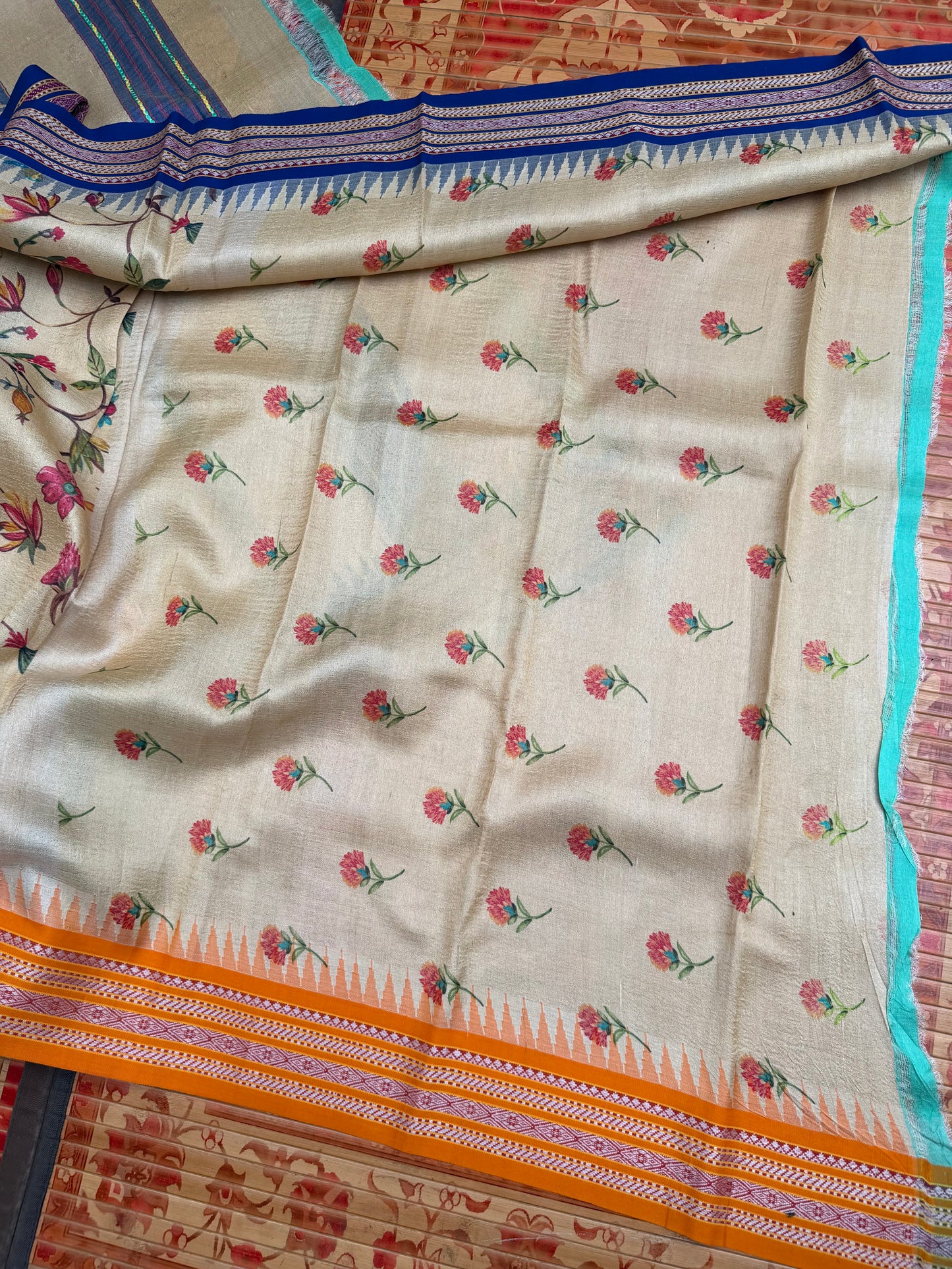 Pure silk hand-batik kurta and dupatta set