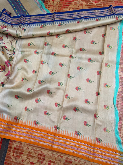 Pure silk hand-batik kurta and dupatta set