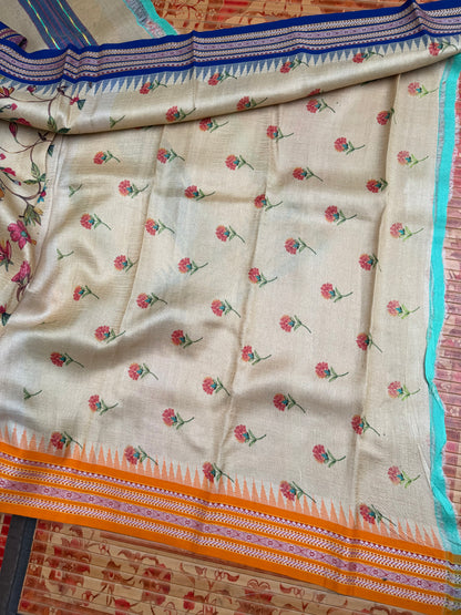 Pure silk hand-batik kurta and dupatta set