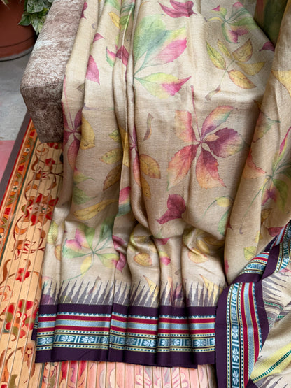 Vidarbha tussar digital print saree
