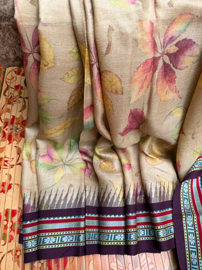 Vidarbha tussar digital print saree