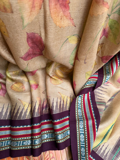 Vidarbha tussar digital print saree