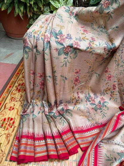Vidarbha tussar digital print saree