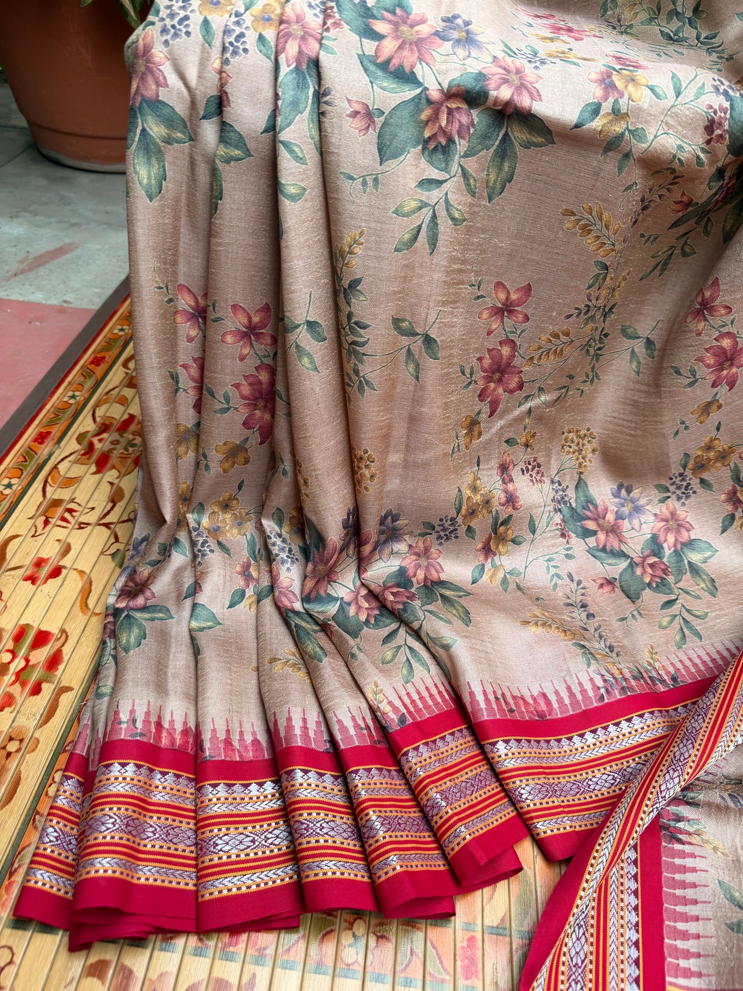 Vidarbha tussar digital print saree