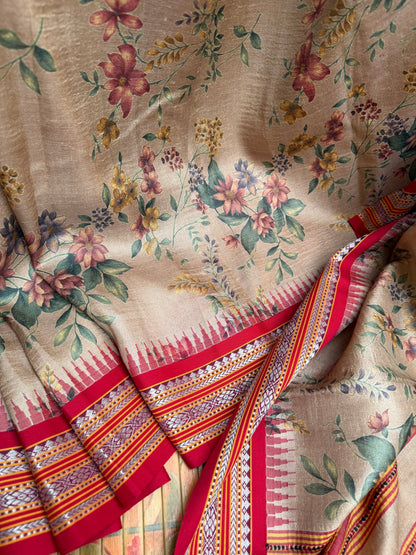 Vidarbha tussar digital print saree