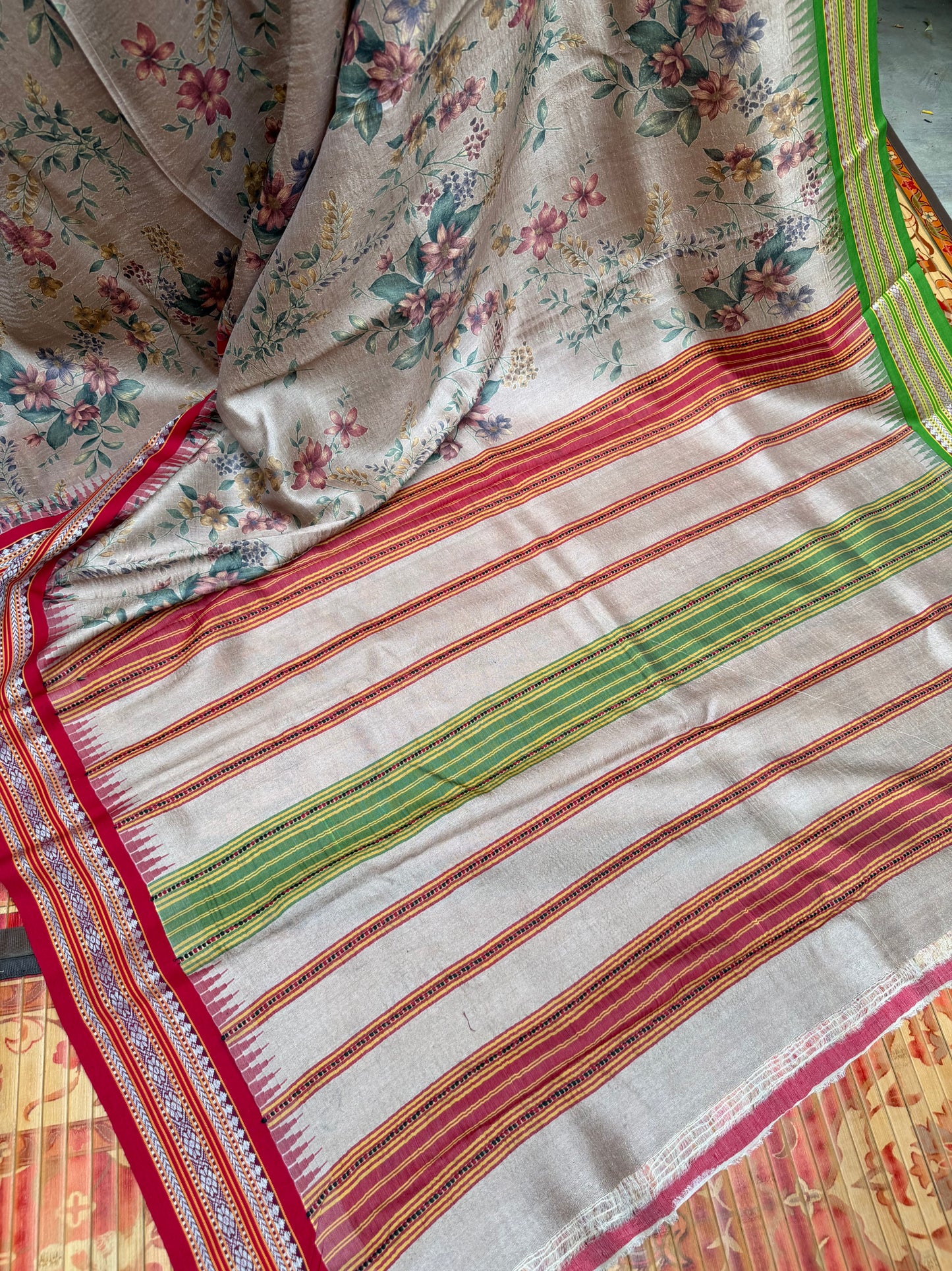 Vidarbha tussar digital print saree