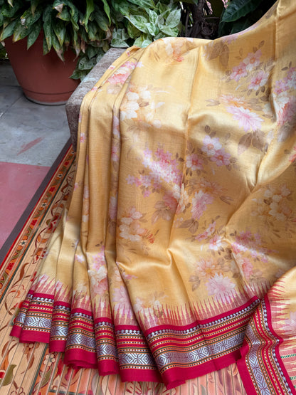 Vidarbha tussar digital print saree