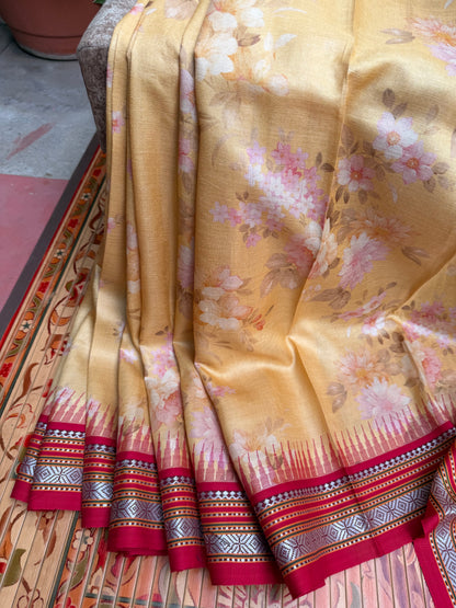 Vidarbha tussar digital print saree