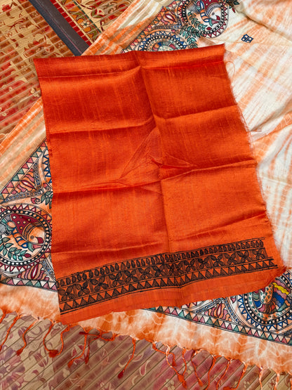 Pure silk kanchipattu with hand painted madhubani