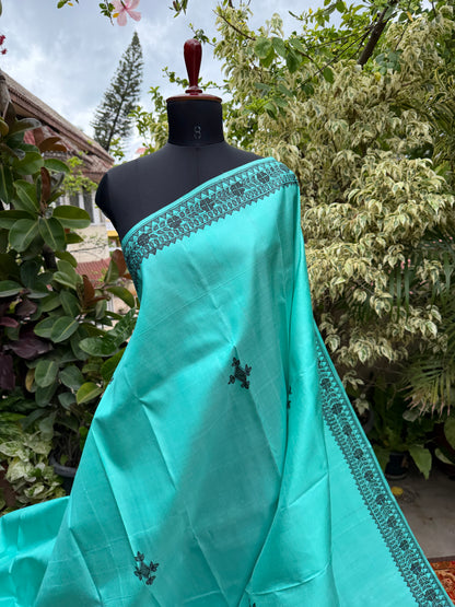Pure silk kanchipattu with hand painted madhubani
