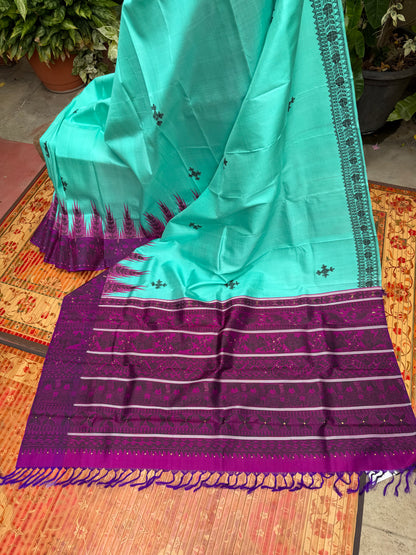 Pure silk kanchipattu with hand painted madhubani