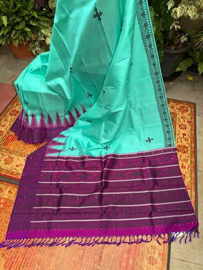 Pure silk kanchipattu with hand painted madhubani