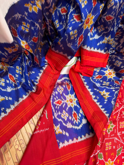 Pure silk ikkat pichwai painting saree