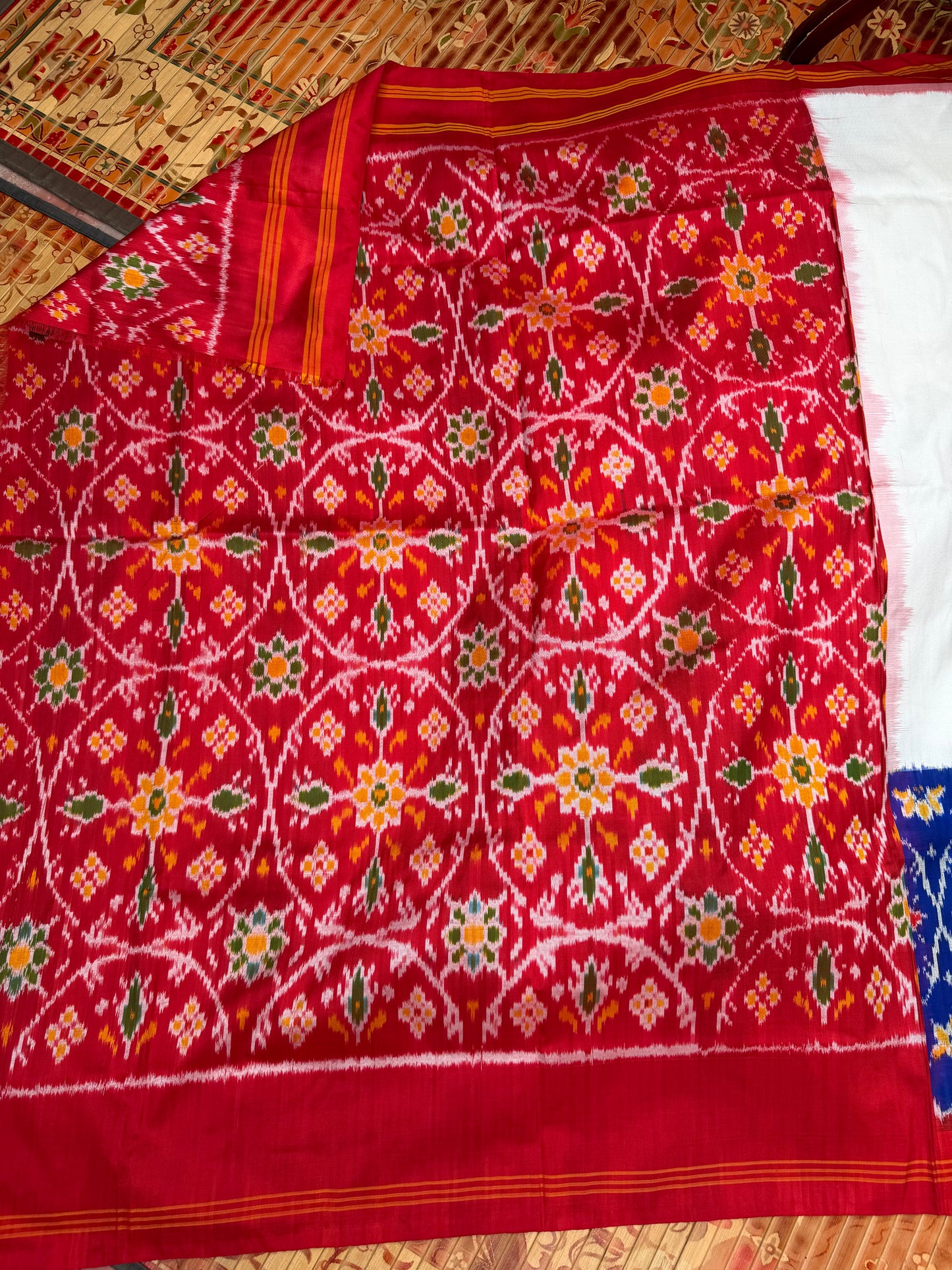 Pure silk ikkat pichwai painting saree