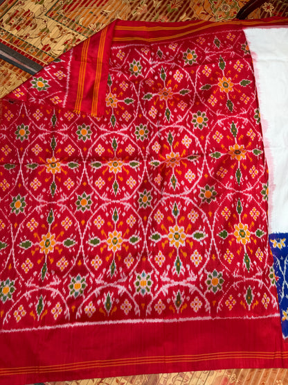 Pure silk ikkat pichwai painting saree