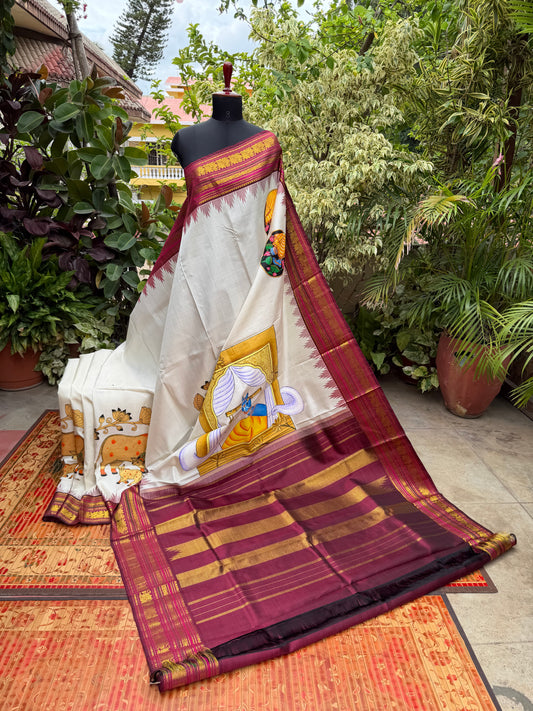 Pure silk kanchipattu pichwai painting