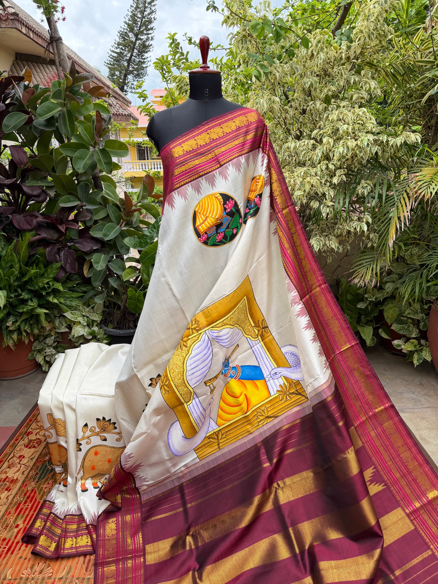 Pure silk kanchipattu pichwai painting
