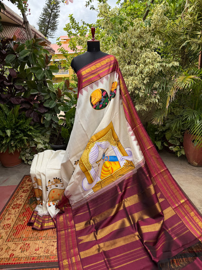 Pure silk kanchipattu pichwai painting