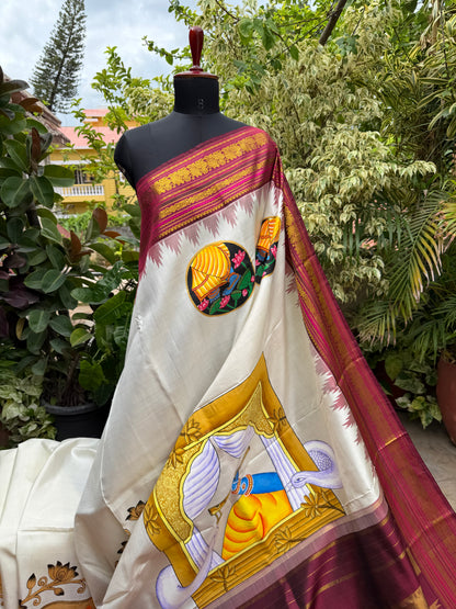 Pure silk kanchipattu pichwai painting